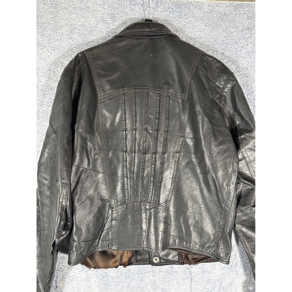 The Leather Ranch Vintage Brown Genuine Leather Button Front Western Jacket XL - Picture 11 of 15